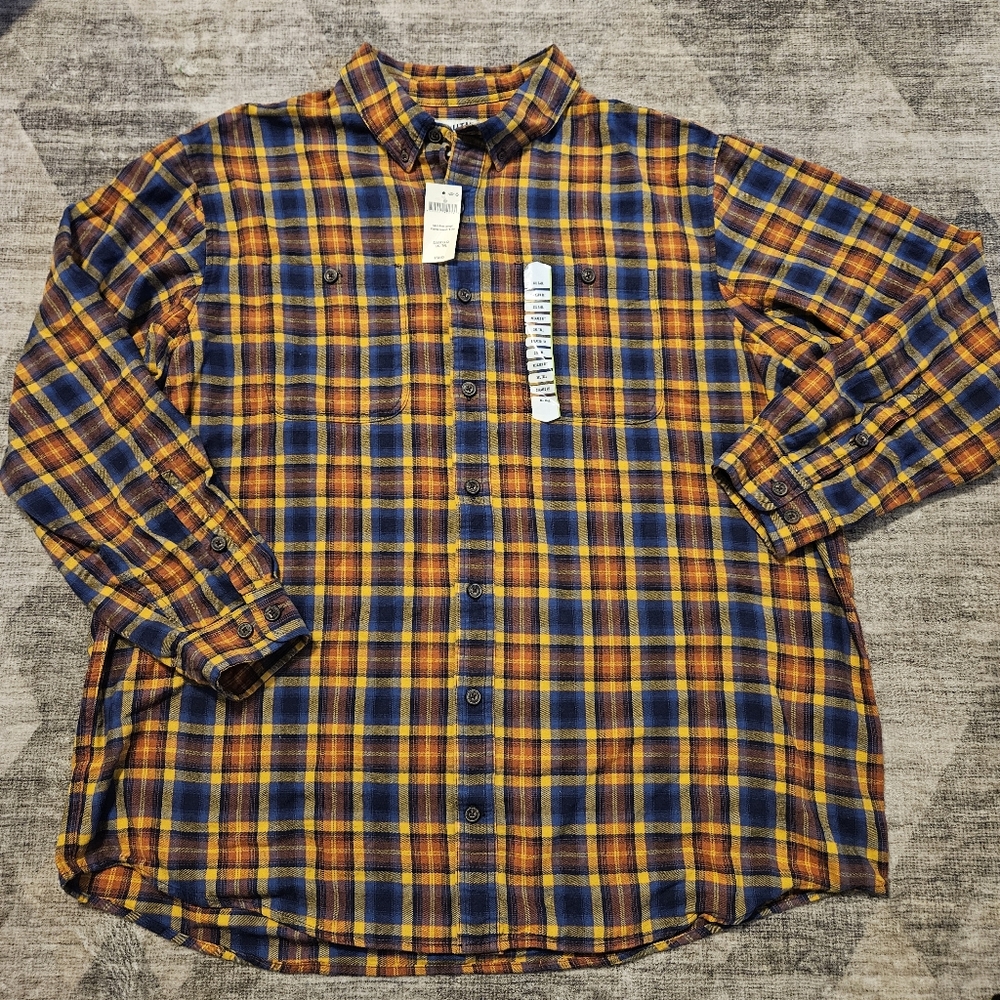 NWT Duluth Trading Co Free Swingin relaxed fit blue flannel shirt 3xl Tall